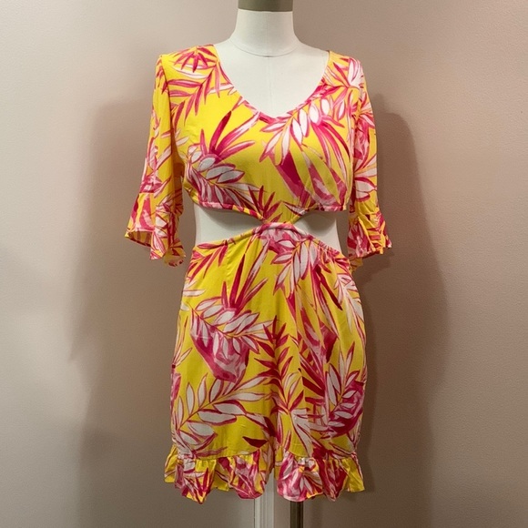 lovers and friends pink and yellow dress Lovers and Friends Abi Maxi Dress in Yellow Multi